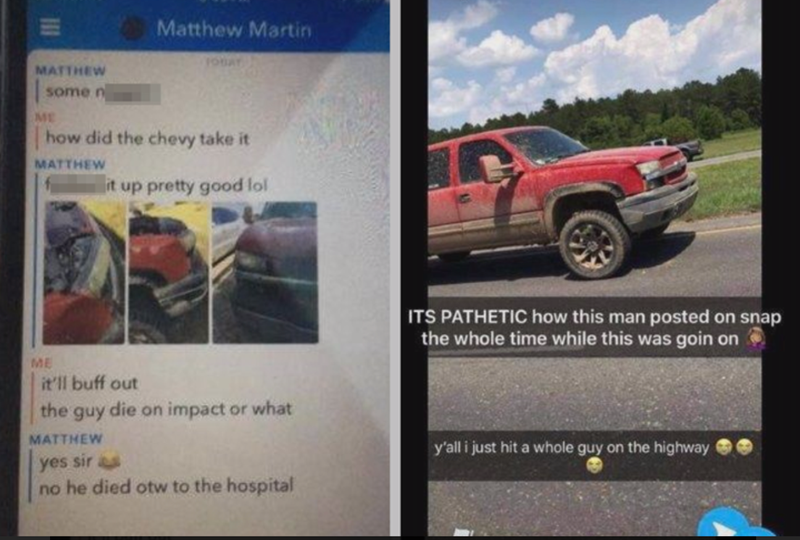 Images of what authorities say were crass Snapchat messages concerning a fatal crash